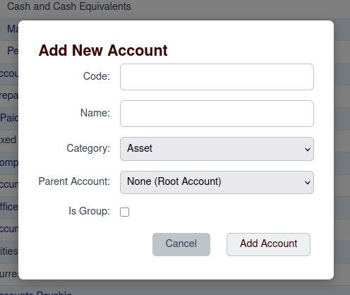 Add Account Screenshot