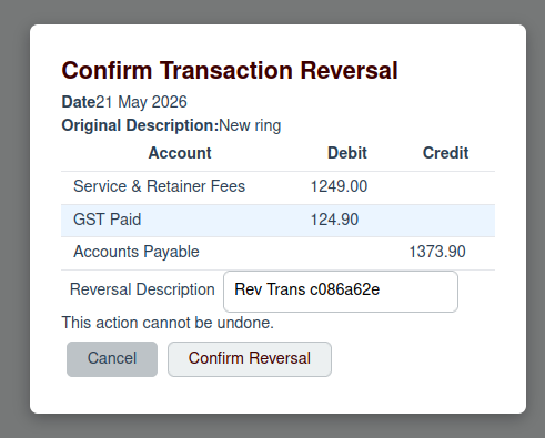 Reverse Transaction Screenshot