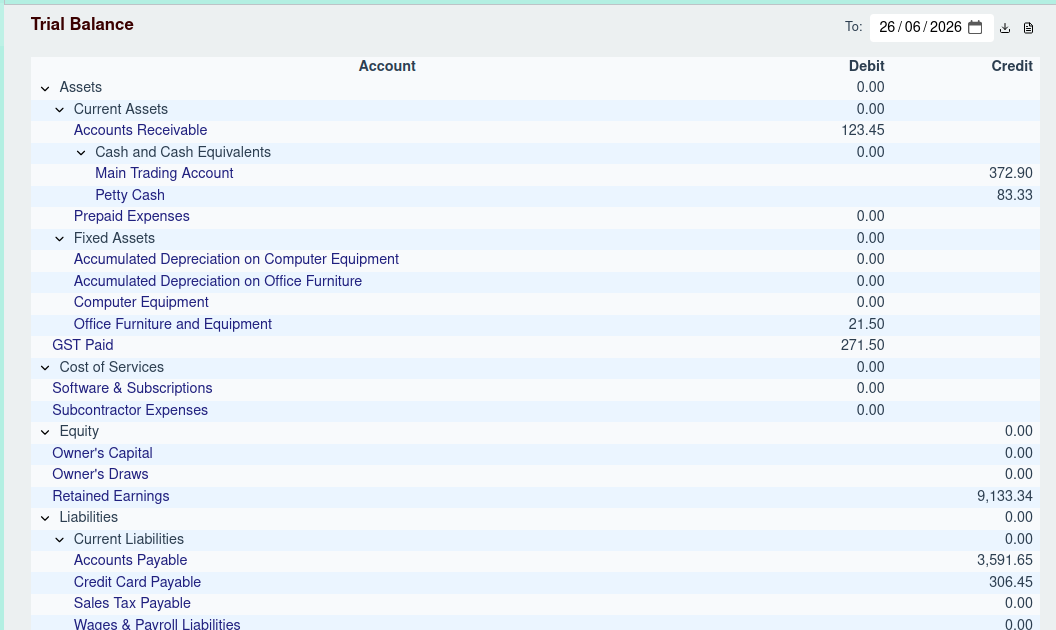 Trial Balance Screenshot