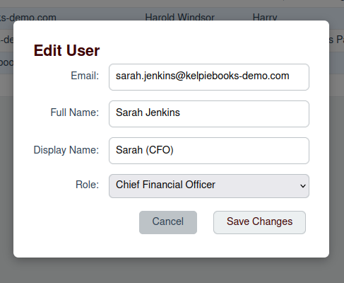 Edit User Screenshot