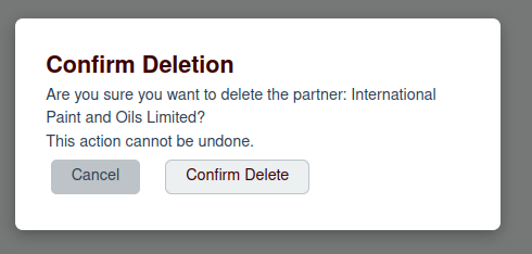Delete Partner Screenshot