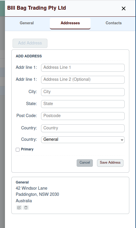 Managing Addresses Screenshot