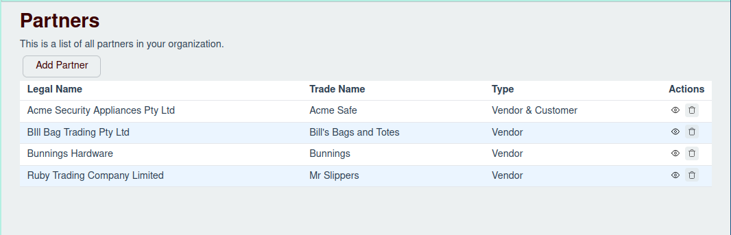 Partner List Screenshot