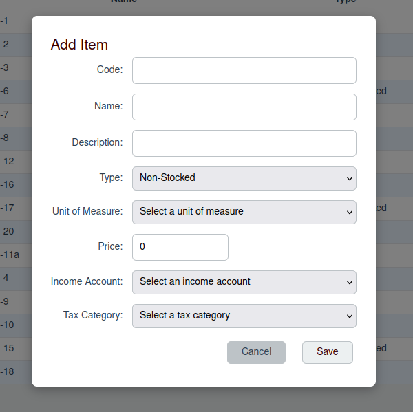 Add Catalog Item Modal Screenshot